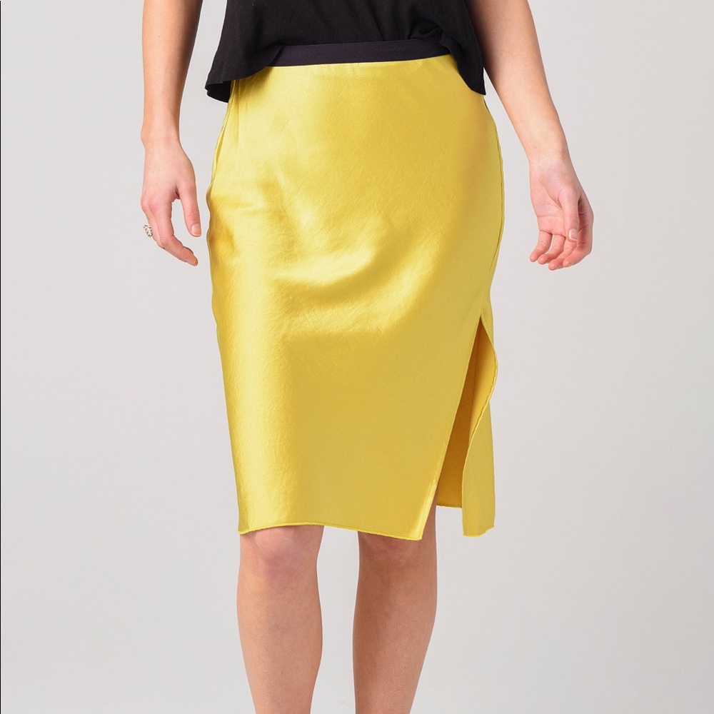 ATM Yellow Silk Crepe Skirt